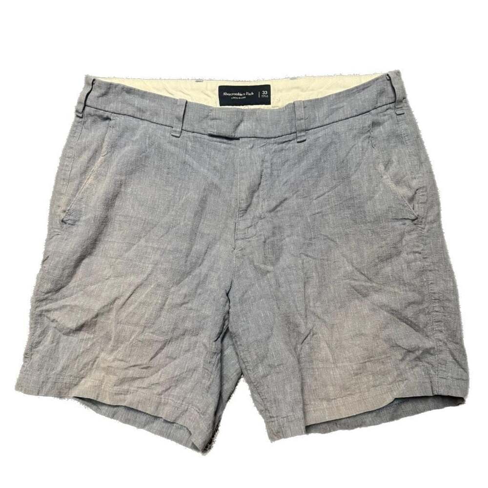 Abercrombie & Fitch Linen Blend Flat Front Chino Shorts Blue